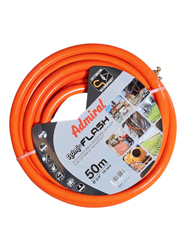 Klotz Admiral Wasserschlauch 50 m knickfest 3/4 Zoll mit 2 GK Kupplungen und Schellen Orange